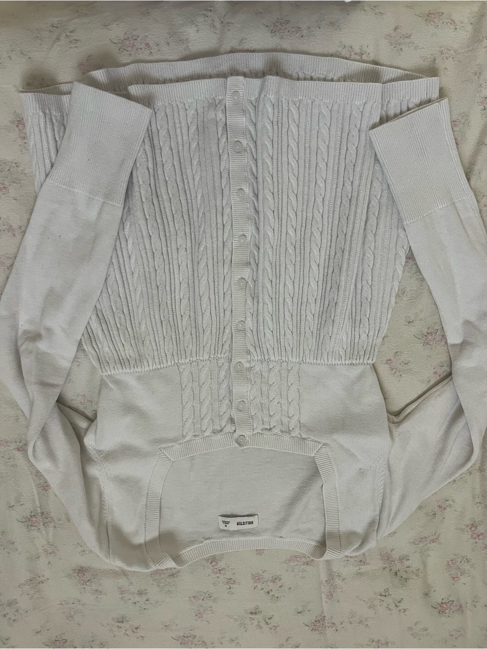 Hollister Cream Cable-Knit Button-Front Sweater